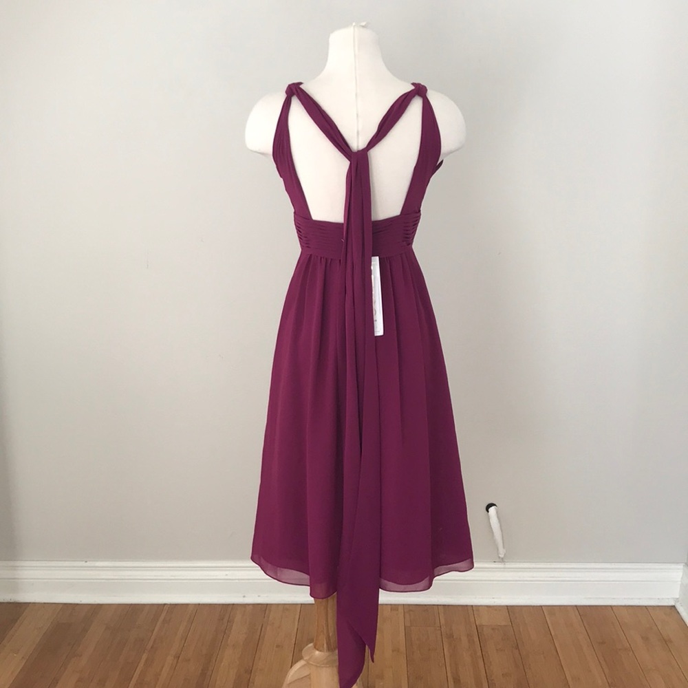 Val Stefani Magenta Chiffon Midi Dress